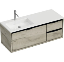 Waschbecken mit Unterschrank Sanox LOFT BxHxT 120.5x47x45.5 cm Frontfarbe craft oak 84749560