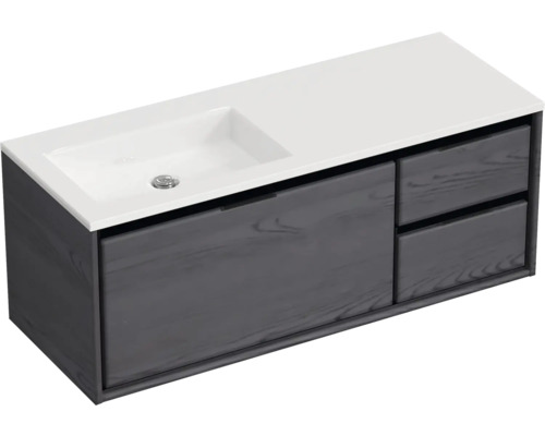 Meuble sous-vasque avec deux tiroirs et vasque encastrée