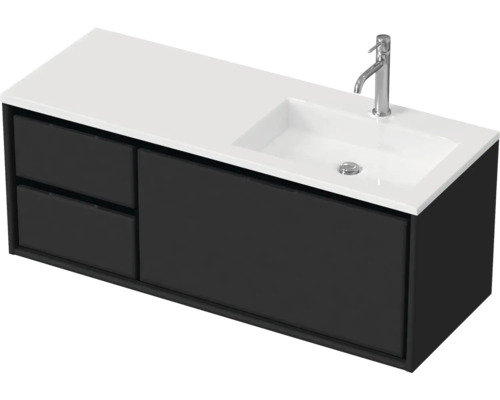 Lavabo avec meuble bas Sanox LOFT lxhxp 120.5x47x45.5 cm couleur de façade noir mat 84749732