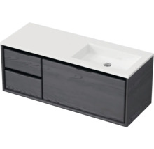 Waschbecken mit Unterschrank Sanox LOFT BxHxT 120.5x47x45.5 cm Frontfarbe black oak 84749849