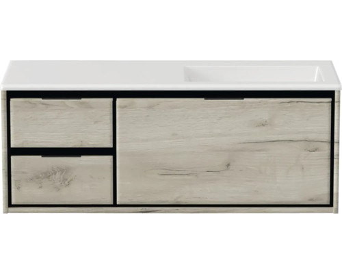 Meuble sous-lavabo avec tiroirs et décor en bois