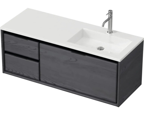 Waschbecken mit Unterschrank Sanox LOFT BxHxT 120.5x47x45.5 cm Frontfarbe black oak 84749949