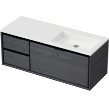 Waschbecken mit Unterschrank Sanox LOFT BxHxT 120.5x47x45.5 cm Frontfarbe black oak 84750049
