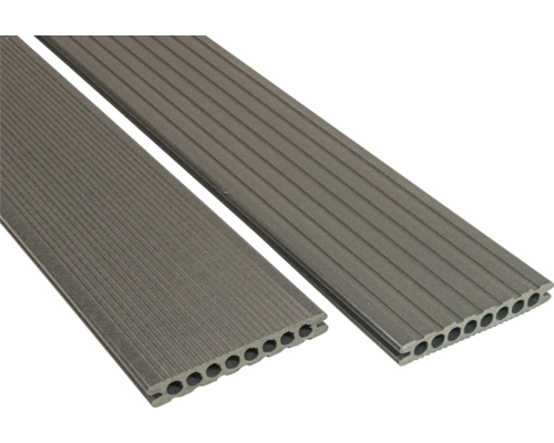 Dalles de terrasse GCC (German Compact Composite) gris foncé 21x145x2000 mm avec certification or Cradle-to-Cradle