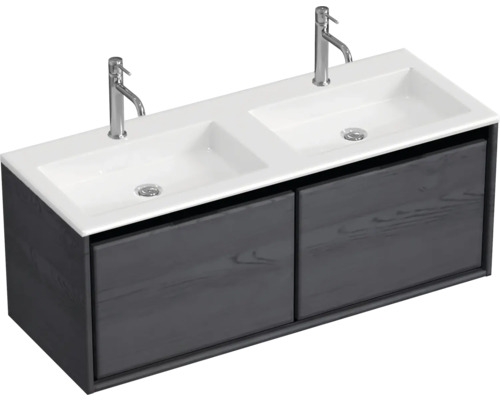 Waschtischunterschrank mit zwei Waschbecken und zwei Schubladen