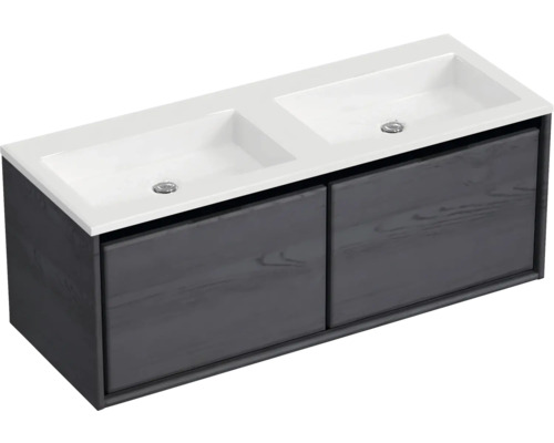 Meuble sous-lavabo avec deux vasques et deux tiroirs