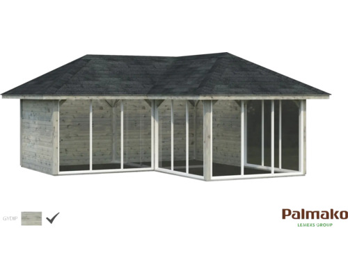 Gartenhaus Palmako Bianca 24,9 m² Set 4 588 x 588 cm grau tauchgrundiert