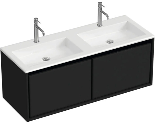 Meuble sous-vasque avec double vasque et deux robinets