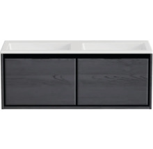 Doppelwaschbecken mit Unterschrank Sanox LOFT BxHxT 120.5x47x45.5 cm Frontfarbe black oak 84750449