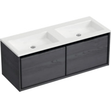 Doppelwaschbecken mit Unterschrank Sanox LOFT BxHxT 120.5x47x45.5 cm Frontfarbe black oak 84750449