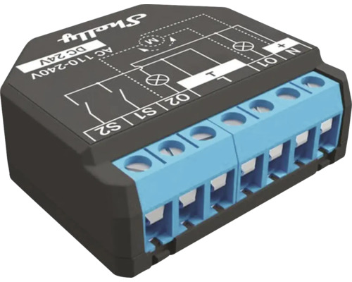 Shelly Logo. Shelly 2PM Smart Home Relais Schalter zur Steuerung von zwei Stromkreisen