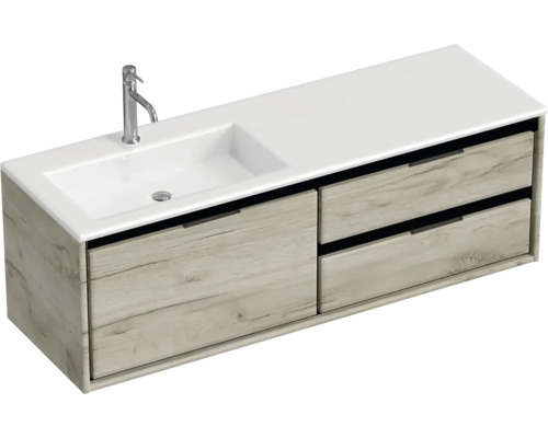 Meuble sous-vasque avec deux tiroirs, lavabo et robinetterie