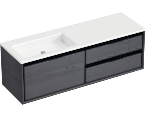 Meuble sous-lavabo avec deux tiroirs et lavabo intégré