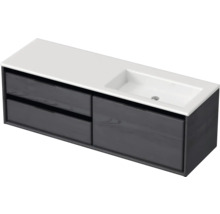 Waschbecken mit Unterschrank Sanox LOFT BxHxT 140.5x47x45.5 cm Frontfarbe black oak 84751949