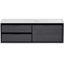 Waschbecken mit Unterschrank Sanox LOFT BxHxT 140.5x47x45.5 cm Frontfarbe black oak 84751949