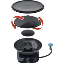 Barbecue de table de camping avec couvercle, plaque réversible et raccordement de gaz