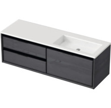 Waschbecken mit Unterschrank Sanox LOFT BxHxT 140.5x47x45.5 cm Frontfarbe black oak 84752149