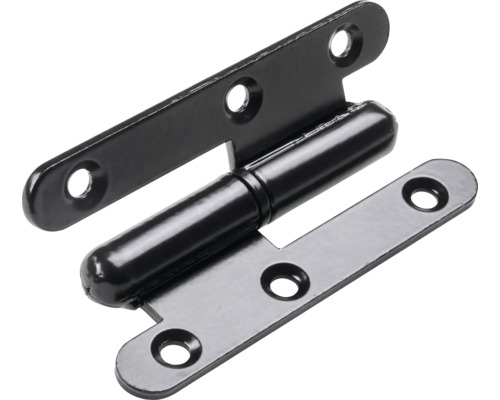 Paumelle gauche 80 x 45 mm tirant gauche acier noir mat 10 pièces Charnière en acier avec trous de fixation