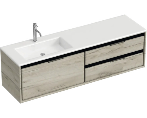 Lavabo avec meuble bas Sanox LOFT lxhxp 160.5x47x45.5 cm couleur de façade craft oak 84753560