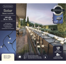 Guirlande lumineuse avec panneau solaire, 240 LEDs, 18 mètres de long, avec effet scintillant