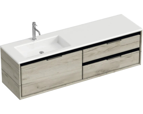 Meuble sous-lavabo aspect bois avec deux tiroirs