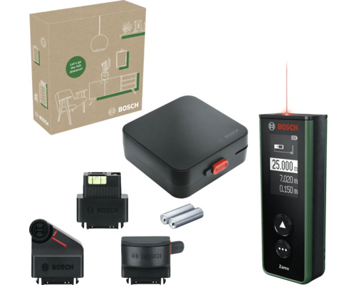 Bosch Digitaler Laser-Entfernungsmesser Zamo Set mit drei Adaptern inklusive 2 x 1,5-V Batterien (AAA)