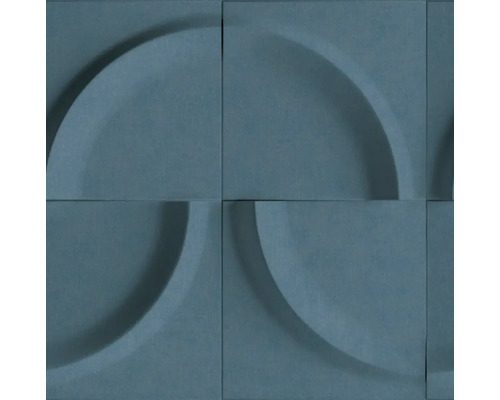 Papier peint intissé 34465 Shades Iconic aspect 3D bleu Gros plan de panneaux muraux modulaires avec relief en demi-cercle