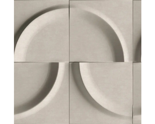 Papier peint intissé 34466 Shades Iconic aspect 3D gris Carreaux muraux carrés avec motif circulaire