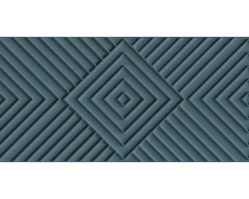 Papier peint intissé 34480 Shades Iconic aspect 3D bleu Panneau décoratif avec motif losanges géométrique