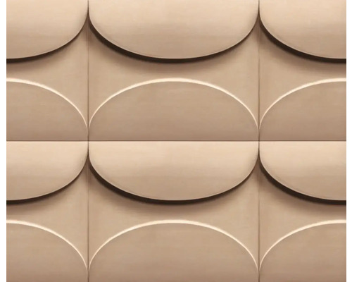 Papier peint intissé 34490 Shades Iconic aspect 3D beige Carreaux muraux carrés avec motif demi-cercle pour la décoration murale