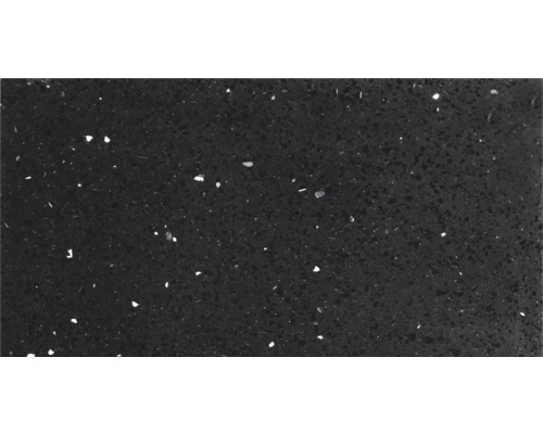 Carrelage mur et sol en pierre de quartz noir 30x60x0,8 cm brillant rectifié