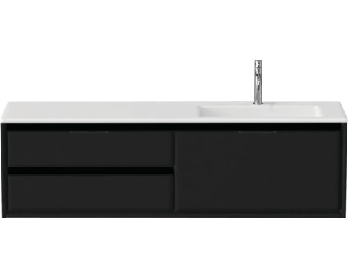 Badmöbel-Set Sanox Loft BxHxT 160,5 x 47 x 45,5 cm Frontfarbe schwarz matt 2-teilig mit Waschtisch Mineralguss Becken rechts