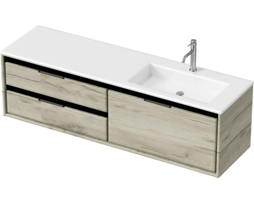 Lavabo avec meuble bas Sanox LOFT lxhxp 160.5x47x45.5 cm couleur de façade craft oak 84753960