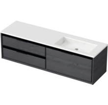 Waschbecken mit Unterschrank Sanox LOFT BxHxT 160.5x47x45.5 cm Frontfarbe black oak 84754049