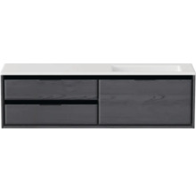 Waschbecken mit Unterschrank Sanox LOFT BxHxT 160.5x47x45.5 cm Frontfarbe black oak 84754049