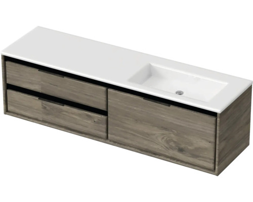 Lavabo avec meuble bas Sanox LOFT lxhxp 160.5x47x45.5 cm couleur de façade espresso 84754054