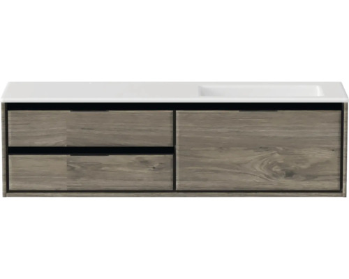 Meuble sous-vasque avec deux tiroirs et lavabo à poser