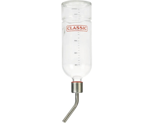 Tränke für Kleintiere aus Glas mit Edelstahlauslauf