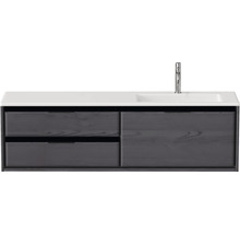 Meuble sous-lavabo avec deux tiroirs, lavabo et robinet