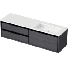 Waschbecken mit Unterschrank Sanox LOFT BxHxT 160.5x47x45.5 cm Frontfarbe black oak 84754249