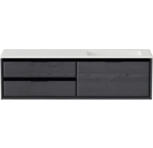 Waschbecken mit Unterschrank Sanox LOFT BxHxT 160.5x47x45.5 cm Frontfarbe black oak 84754249