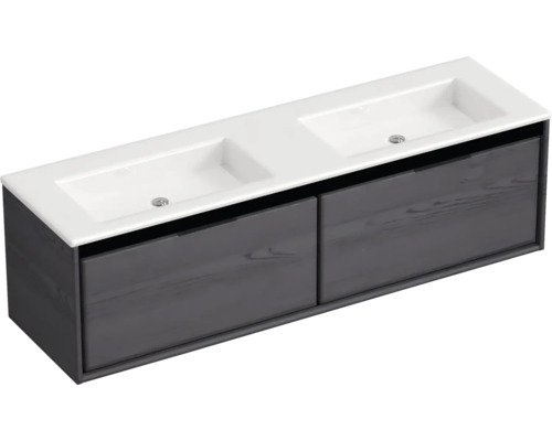 Meuble sous-lavabo avec deux vasques et deux tiroirs