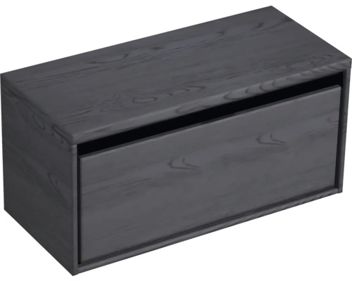 Meuble sous-lavabo gris avec un tiroir.