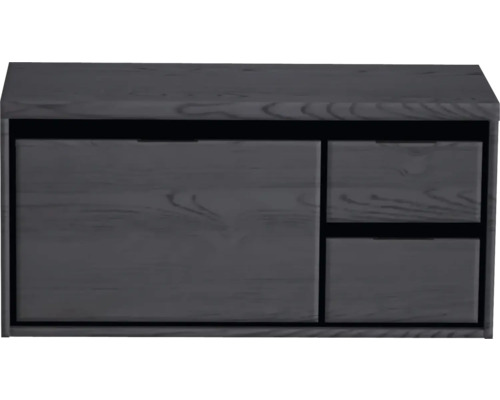 Waschtischunterschrank Sanox Loft BxHxT 100,2 x 48,6 cm x 45 cm Frontfarbe black oak mit Waschtischplatte 2 Schubkästen rechts