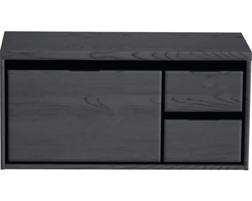 Meuble sous-vasque Sanox Loft lxhxp 100,2 x 48,6 cm x 45 cm couleur de façade black oak avec plan de lavabo 2 tiroirs à droite