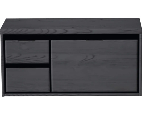 Waschtischunterschrank Sanox Loft BxHxT 100,2 x 48,6 cm x 45 cm Frontfarbe black oak mit Waschtischplatte 2 Schubkästen links