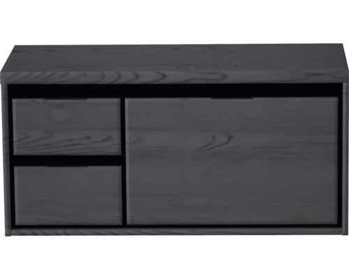 Meuble sous-vasque Sanox Loft lxhxp 100,2 x 48,6 cm x 45 cm couleur de façade black oak avec plan de lavabo 2 tiroirs à gauche