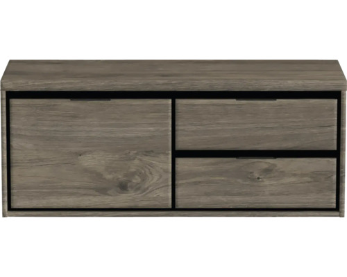 Grauer Unterschrank mit zwei Schubladen