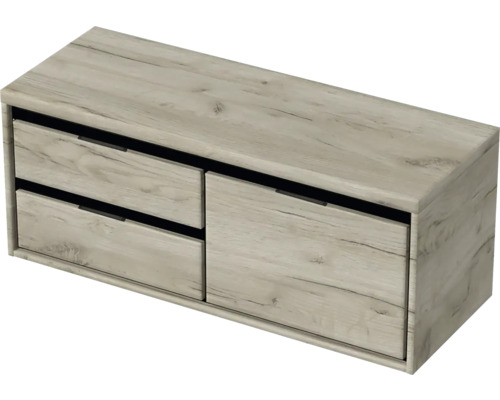 Hängender Waschtischunterschrank mit Schubladen in Holzoptik