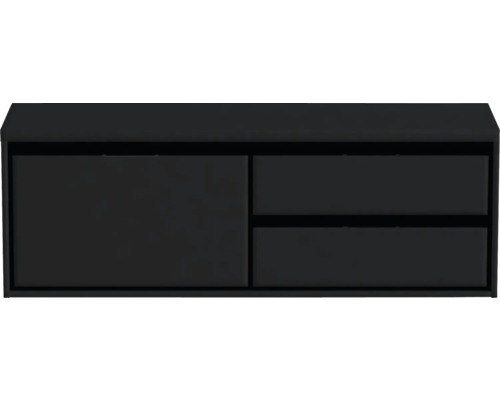 Schwarzer Waschtischunterschrank mit einer Tür und zwei Schubladen